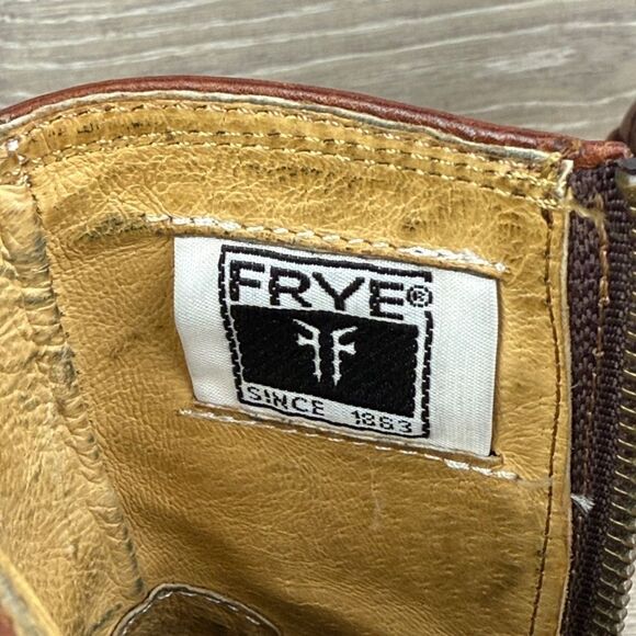 Frye Veronica Harness Short Women’s Sz 5.5B Cognac Zip Pull On Leather Boots - Picture 14 of 14